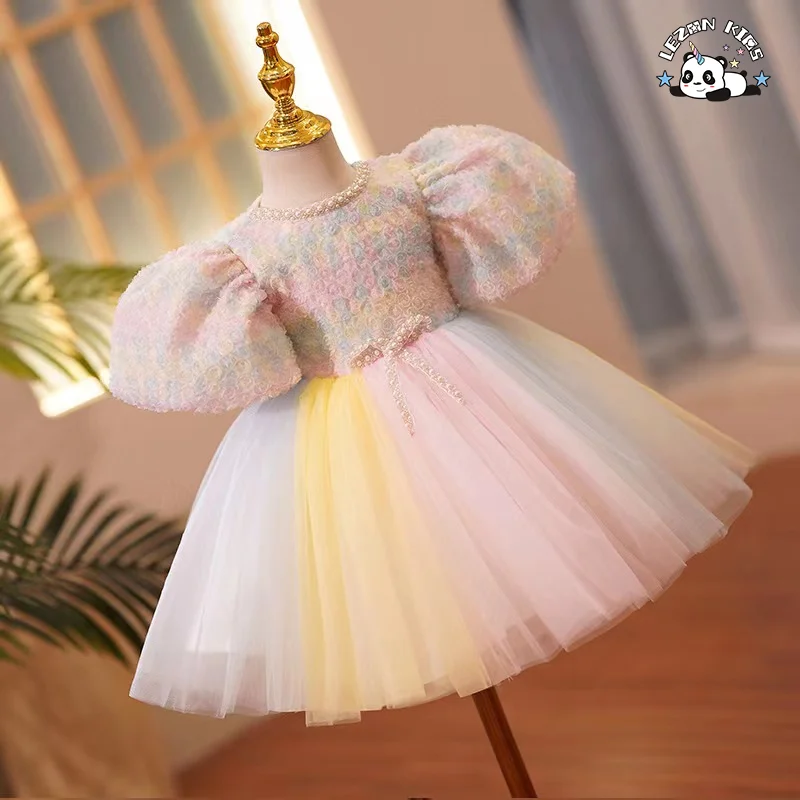 LEZONKIDS - Factory Direct Sales Sleeveless Children Party Princess Flower Dress Tutu Party Wedding Luxury Dress